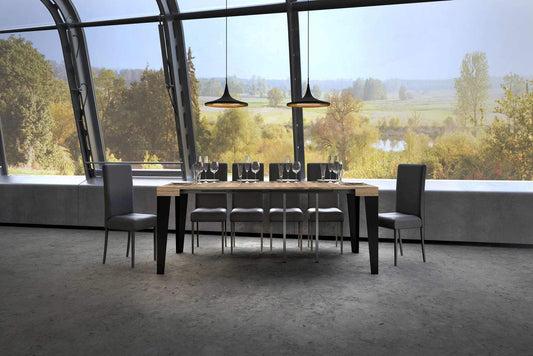 Dafne Italian Design Consolle allungabile Flame Small Quercia Natura Telaio Antracite