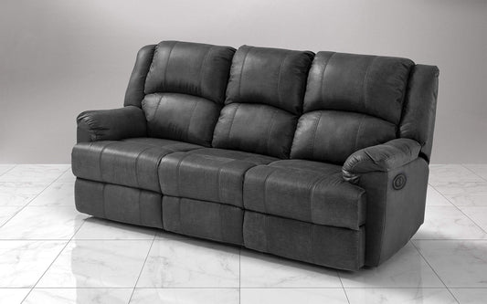 Dafne Italian Design Divano 3 posti con 2 Recliner elettrici. Similpelle Grigio (cm. 203 x 98 x 99h)