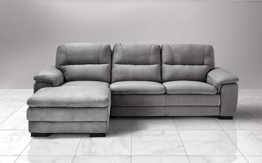 Dafne Italian Design Divano angolare 3 posti con penisola a Sinistra. Tessuto Gordon Silver (cm. 275 x 158 x 94h)