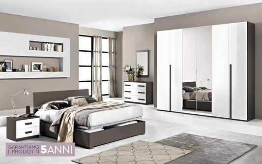 Dafne Italian Design Camera Completa - Vulcano, Bianco Lucido (cm. 274 x 55 x 247)