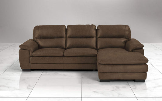 Dafne Italian Design Divano angolare 3 posti con penisola a Destra. Tessuto Manila Cuoio (cm. 275 x 158 x 94h)
