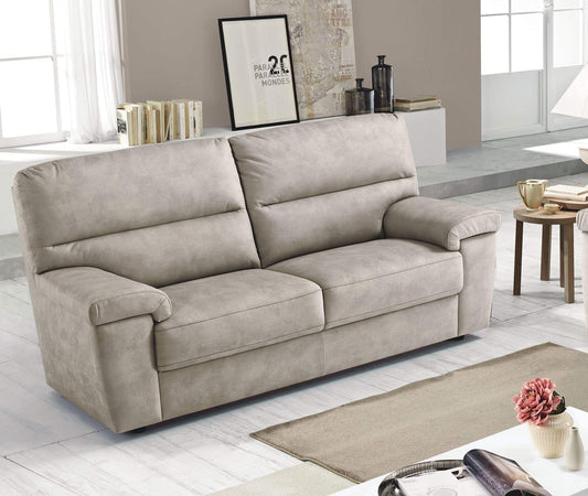 Dafne Italian Design Divano a 3 posti. Similpelle Effetto Nabuk Light Grey (cm. 186 x 95 x 96h)