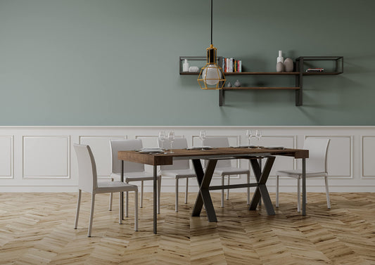 Dafne Italian Design Consolle allungabile Xenia Noce Telaio Antracite
