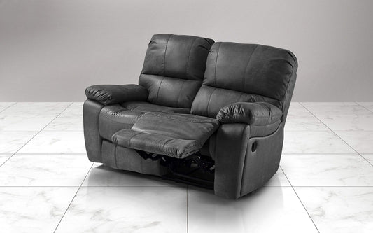 Dafne Italian Design Divano 2 posti con 2 Recliner manuali. Similpelle Grigio (cm. 169 x 105 x 105h)
