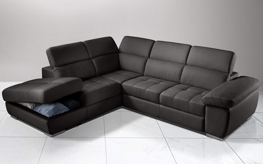 Dafne Italian Design Divano Letto angolare 3 posti con penisola a Sinistra. Similpelle Elephant (cm. 285 x 245 x 97h)