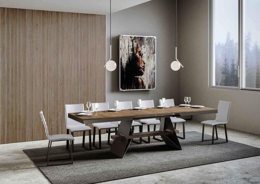 Dafne Italian Design Tavolo Baita Evolution allungabile piano Noce 90x160 allungato 264 telaio Antracite