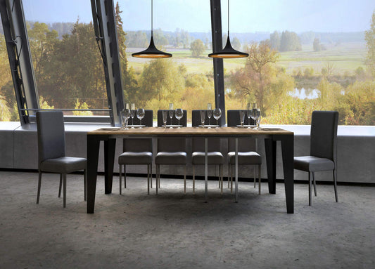 Dafne Italian Design Consolle allungabile Flame Small Evolution Quercia Natura Telaio Antracite
