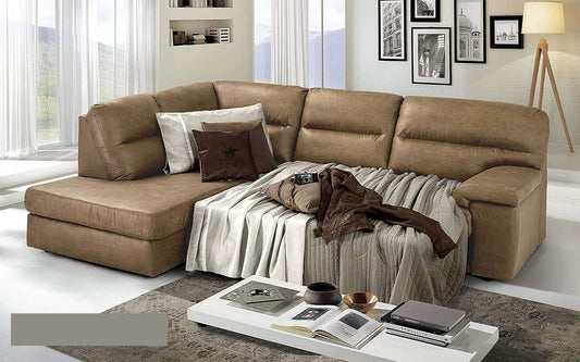 Dafne Italian Design Divano Letto angolare 3 posti con penisola a Sinistra. Tessuto Tay Tay Camel (cm. 252 x 196 x 96h)