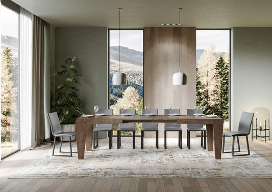 Dafne Italian Design Tavolo Spimbo Allungabile Noce 90x160 allungato 264 telaio Antracite