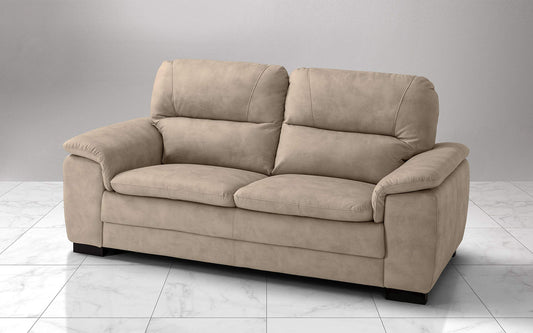 Dafne Italian Design Divano a 3 posti. Similpelle Effetto Nabuk Beige (cm. 198 x 95 x 94h)