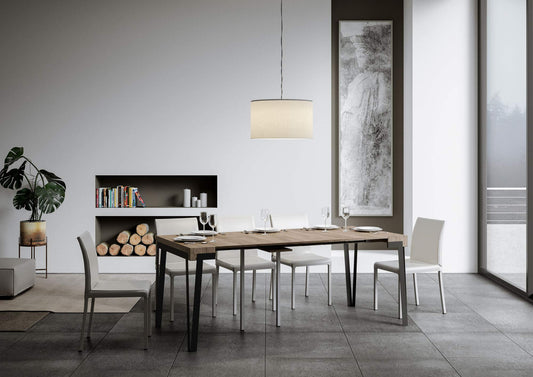 Itamoby Consolle Allungabile Rio Small Quercia Natura & Antracite L.90 x H.77 x P.40, allungabile Fino a 196 cm