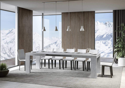 Dafne Italian Design Tavolo Roxell Allungabile Cemento 90x180 allungato 440 telaio Antracite
