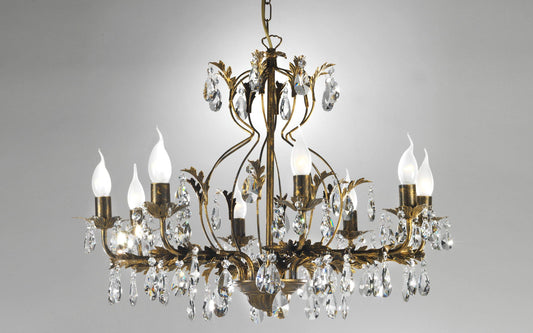 Dafne Italian Design Lampadario in ottone con cristalli