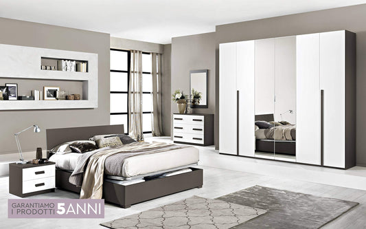 Dafne Italian Design Camera Completa - Vulcano, Bianco Opaco (cm. 274 x 55 x 247)