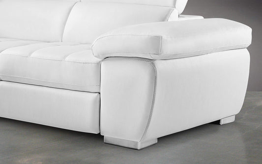 Dafne Italian Design Divano Letto angolare 3 posti con penisola a Sinistra. Similpelle Bianco (cm. 285 x 245 x 97h)