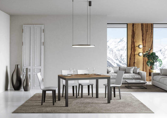 Dafne Italian Design Tavolo everyday Evolution piano Quercia Natura 90x120 allungato 224 telaio Antracite
