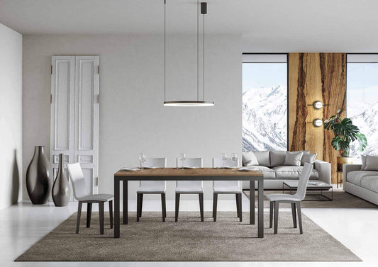 Dafne Italian Design Tavolo everyday Evolution piano Quercia Natura 90x180 allungato 440 telaio Antracite