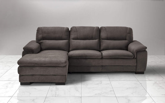 Dafne Italian Design Divano angolare 3 posti con penisola a Sinistra. Tessuto Gordon Grizzly (cm. 275 x 158 x 94h)