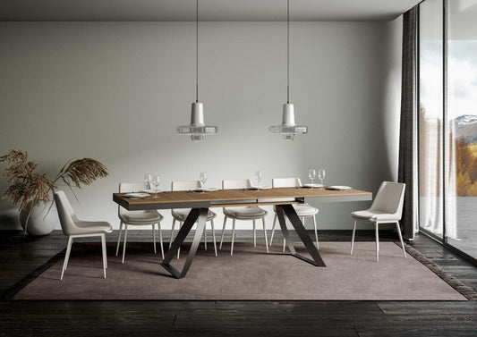 Dafne Italian Design Tavolo Proxy Evolution piano Quercia Natura 90x180 allungato 284 telaio Antracite