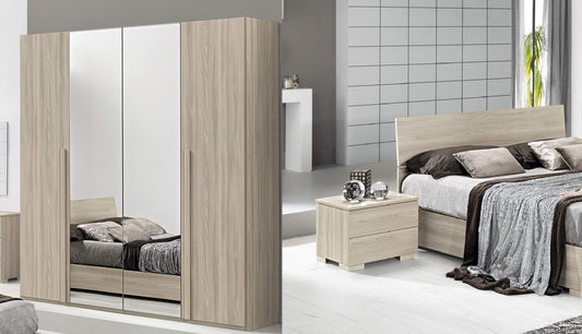 Dafne Italian Design Camera Completa - Effetto Olmo Naturale (cm. 183 x 55 x 247h)