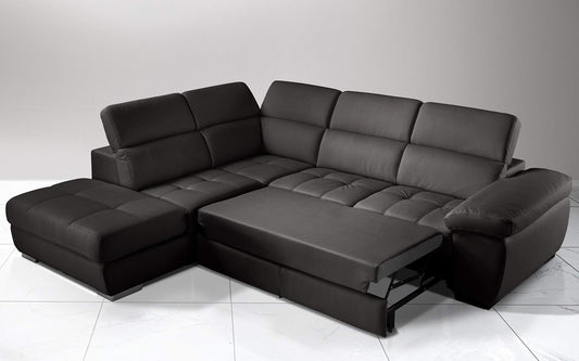 Dafne Italian Design Divano Letto angolare 3 posti con penisola a Sinistra. Similpelle Elephant (cm. 285 x 245 x 97h)