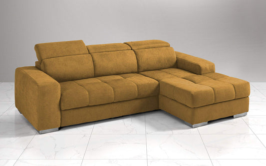 Dafne Italian Design Divano Letto angolare 3 posti con penisola a Destra. Tessuto Romeo ruggine (cm. 259 x 178 x 94h)
