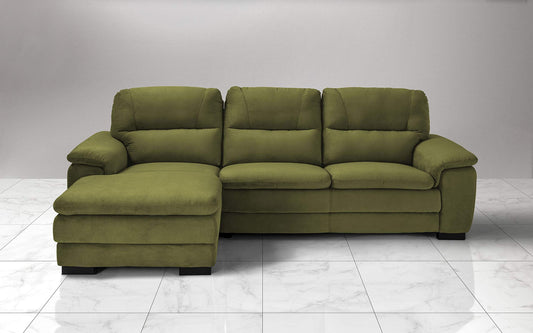 Dafne Italian Design Divano angolare 3 posti con penisola a Sinistra. Tessuto Gordon Lime (cm. 275 x 158 x 94h)