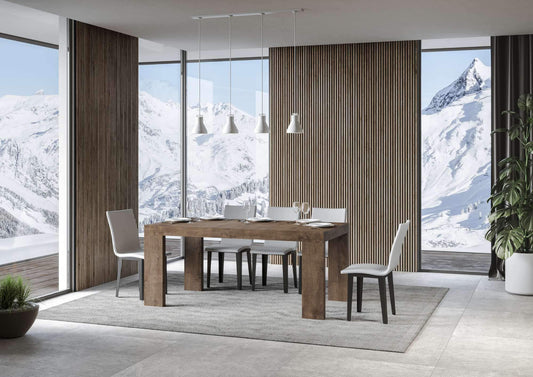 Dafne Italian Design Tavolo Roxell Allungabile Noce 90x160 allungato 264 telaio Antracite