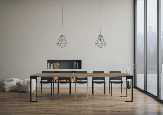 Dafne Italian Design Consolle allungabile Tecno Evolution Noce Telaio Antracite