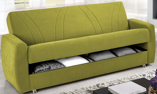 Dafnedesign.com - Divano letto 3 posti - verde - - Funzione: Letto una piazza e mezzo con contenitore - cm. 225 x 87 x 92h (STD)