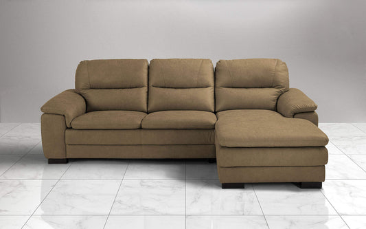 Dafne Italian Design Divano angolare 3 posti con penisola a Destra. Tessuto Manila Toffee (cm. 275 x 158 x 94h)