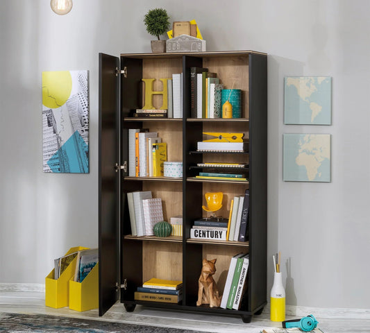 Dafne Italian Design Libreria Black con Portaoggetti