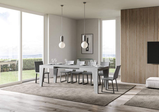 Dafne Italian Design Tavolo Naxy Allungabile Cemento 90x130 allungato 234 telaio Antracite
