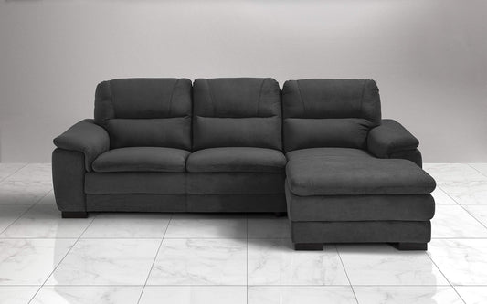 Dafne Italian Design Divano angolare 3 posti con penisola a Destra. Tessuto Gordon Nero (cm. 275 x 158 x 94h)