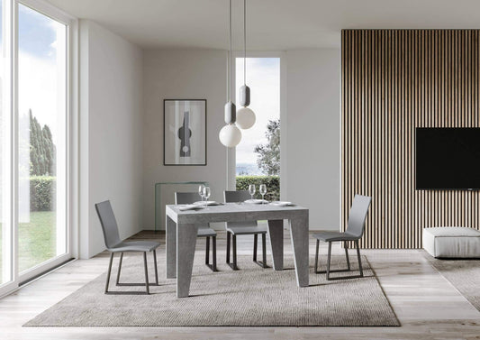 Dafne Italian Design Tavolo Naxy Allungabile Cemento 90x130 allungato 234 telaio Antracite