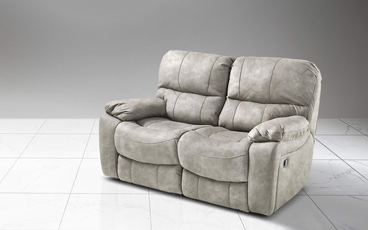 Dafne Italian Design Divano 2 posti con 2 Recliner manuali. Similpelle Effetto Nabuk Light Grey (cm. 169 x 105 x 105h)