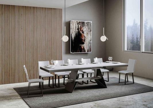 Dafne Italian Design Tavolo Baita Evolution allungabile piano Bianco Frassino 90x160 allungato 264 telaio Antracite