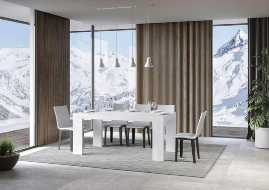 Dafne Italian Design Tavolo Roxell Allungabile Bianco Frassino 90x180 allungato 440 telaio Antracite
