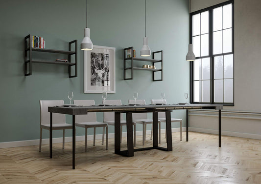 Itamoby Consolle Allungabile Asia Cemento & Antracite L.90 x H.77 x P.40, allungabile Fino a 288cm