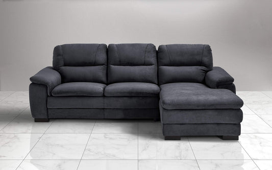 Dafne Italian Design Divano angolare 3 posti con penisola a Destra. Tessuto Gordon Grigio Scuro (cm. 275 x 158 x 94h)