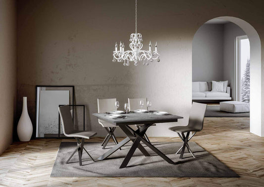 Itamoby, Tavolo Ganty Allungabile Cemento Bordo in Tinta 90x120 allungato 180