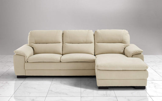 Dafne Italian Design Divano angolare 3 posti con penisola a Destra. Tessuto Soft Beige (cm. 275 x 158 x 94h)