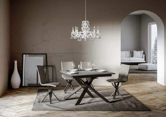 Itamoby, Tavolo Ganty Allungabile Cemento Bordo Antracite 90x120 allungato 180