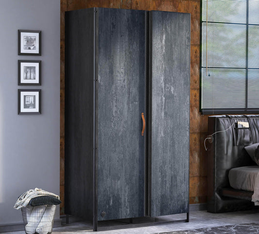 Dafne Italian Design Armadio 2 Ante in Dark Metal