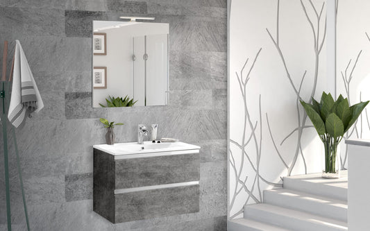 Dafne Italian Design Mobile da bagno Vichy finitura grigio antracite, sospeso, cm 61x46x189 (base, lavabo, specchio)