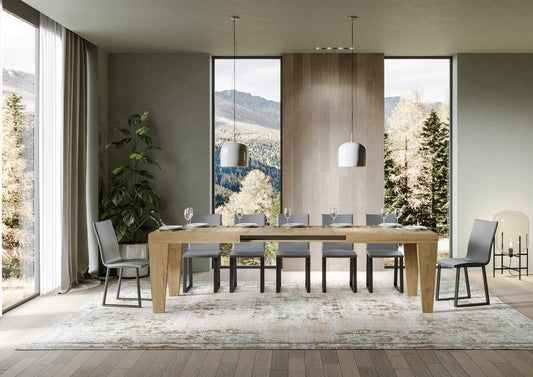 Dafne Italian Design Tavolo Spimbo Allungabile Quercia Natura 90x180 allungato 284 telaio Antracite
