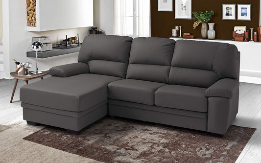 Dafne Italian Design Divano Letto angolare 2 posti con penisola a Sinistra. Similpelle Mouse (cm. 260 x 90 x 95h)
