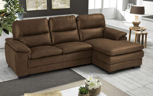 Dafne Italian Design Divano angolare 3 posti con penisola a Destra. Tessuto Manila Camel (cm. 275 x 158 x 94h)