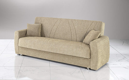 Dafnedesign.com - Divano letto 3 posti - Colore: beige - e similpelle - Funzione: Letto e contenitore - Divano letto 3 posti - Misure: cm. cm. 225 x 87 x 92h (STD)