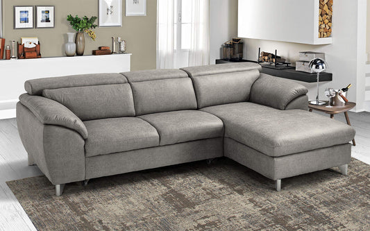 Dafne Italian Design Divano Letto angolare 3 posti con penisola a Destra. Tessuto Tay Tay Light Grey (cm. 269 x 175 x 94h)
